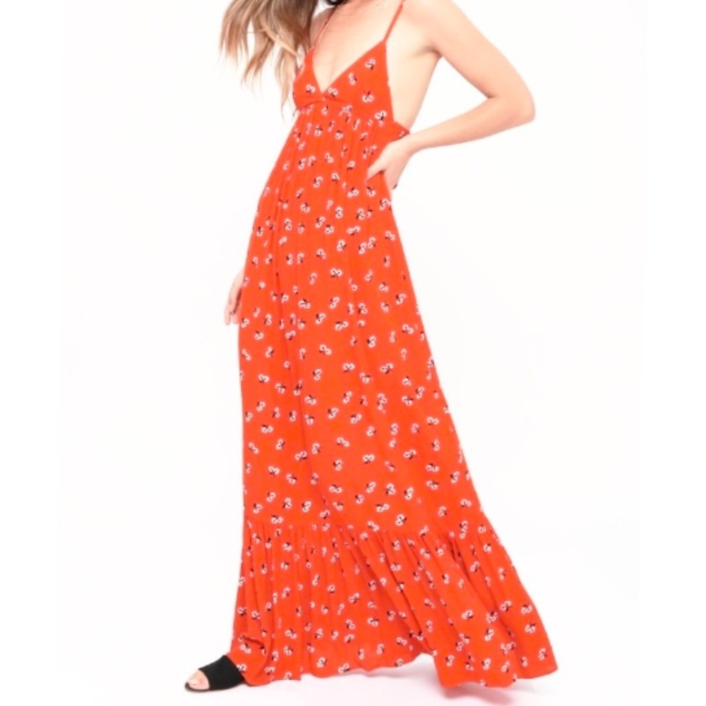 Billabong‎ Floral Tiered Maxi Dress Womens 1 Red JD22PBFL